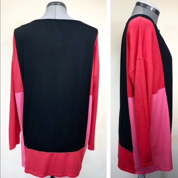 Red Pink & Black Color Block Tunic/Dress by J Jill - Picture 2 of 8